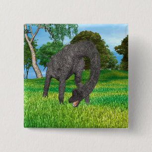 Badge Carré 5 Cm Aventure de dinosaure à long cou dans la jungle