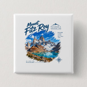 Badge Carré 5 Cm Aventure de montagne au mont Fitz Roy en Patagonie
