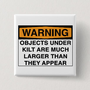 Badge Carré 5 Cm Avertissement - grands objets sous le kilt