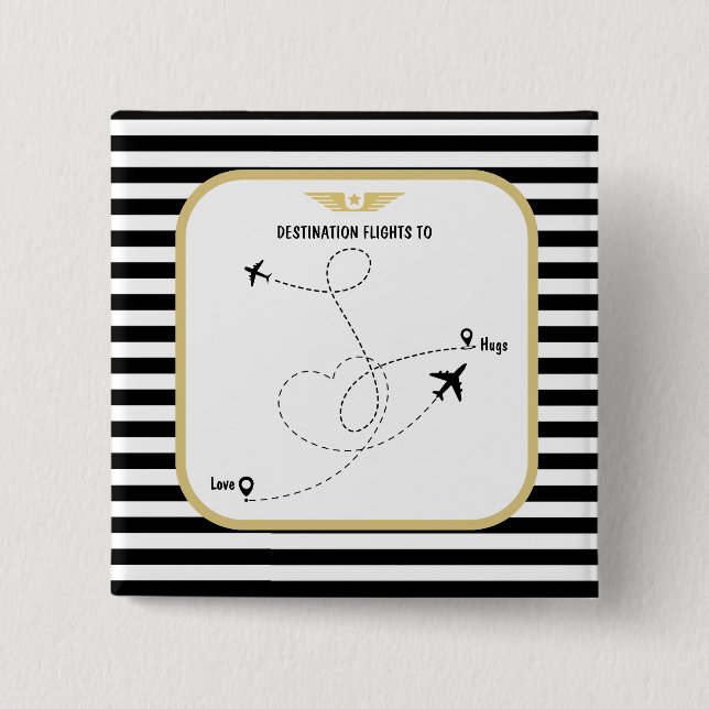 Badge Carré 5 Cm Aviation de destination pilote (Devant)