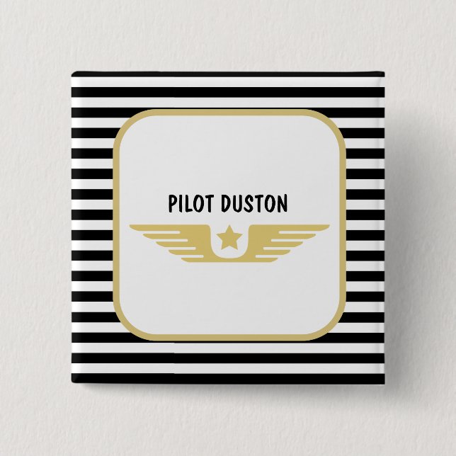 Badge Carré 5 Cm Aviation de destination pilote (Devant)