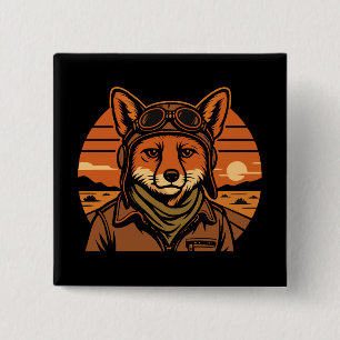 Badge Carré 5 Cm Aviator Fox Flying Foxy Wings