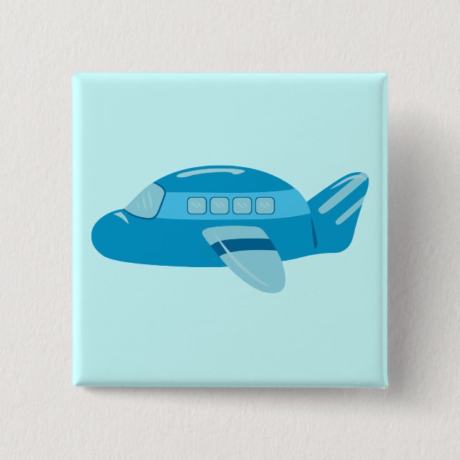 Badge Carré 5 Cm Avion bleu (Devant)