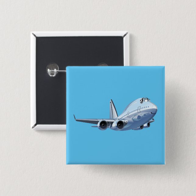Badge Carré 5 Cm Avion de dessin (Devant & derrière)