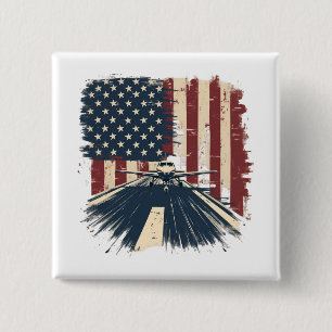 Badge Carré 5 Cm Avion pilote Avion American Flag Plane Aviation