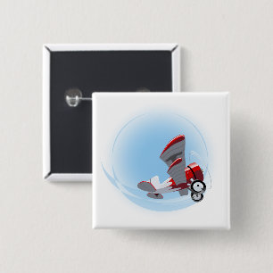 Badge Carré 5 Cm Avion rétro de dessin