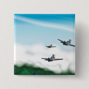 Badge Carré 5 Cm Avions de la Seconde Guerre mondiale