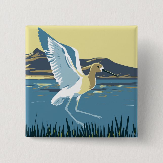 Badge Carré 5 Cm Avocet américain (Devant)