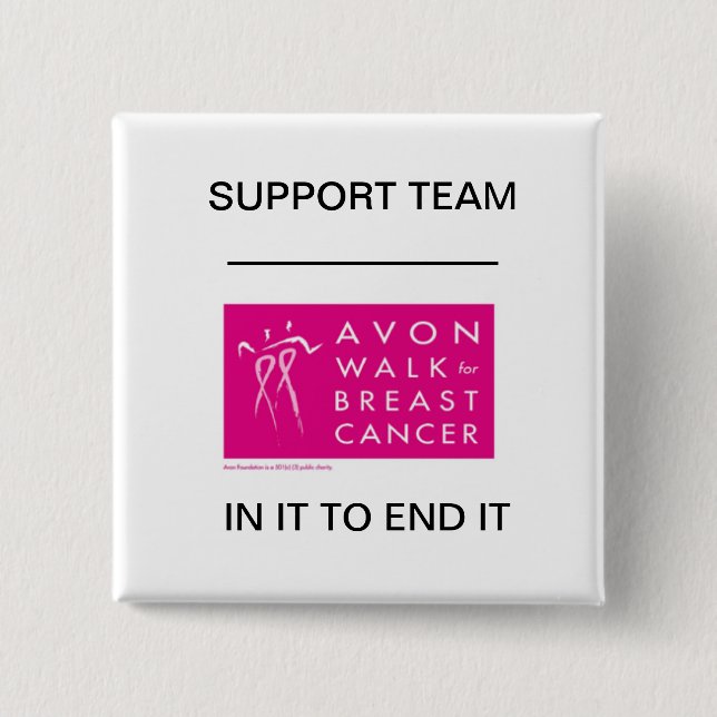 Badge Carré 5 Cm Avon-promenade-contre-sein-cancer (Devant)