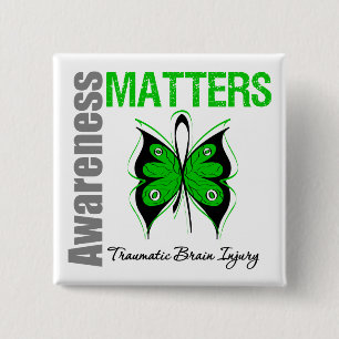Badge Carré 5 Cm Awareness Matters Butterfly Traumatic Brain Injury
