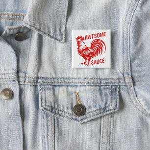 Badge Carré 5 Cm Awesome Rooster de sauce drôle