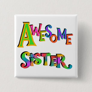 Badge Carré 5 Cm Awesome Soeur T-shirts et cadeaux
