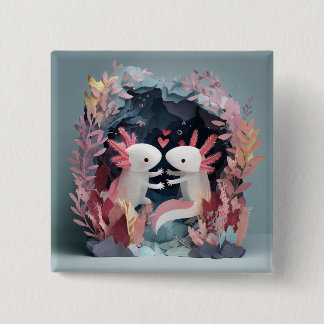Badge Carré 5 Cm Axolotl love paper cut shadowbox diorama