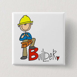Badge Carré 5 Cm B est pour Bâtisseur