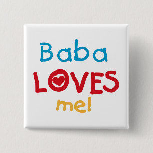 Badge Carré 5 Cm Baba aime mes t-shirts et cadeaux