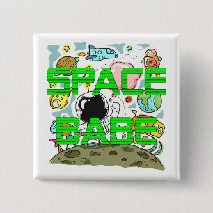 Badge Carré 5 Cm Babe spatiale