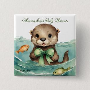 Badge Carré 5 Cm Baby Otter Baby shower neutre selon le sexe