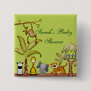 Badge Carré 5 Cm Baby shower animal de célébration de safari de