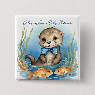 Badge Carré 5 Cm Baby shower bébé Otter Boy