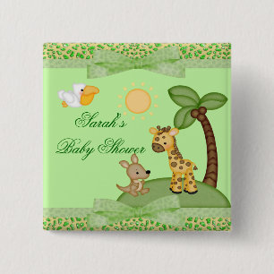 Badge Carré 5 Cm Baby shower d'impression de guépard d'animaux de