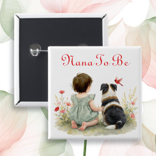 Badge Carré 5 Cm Baby Shower Personnalisé Future Nana