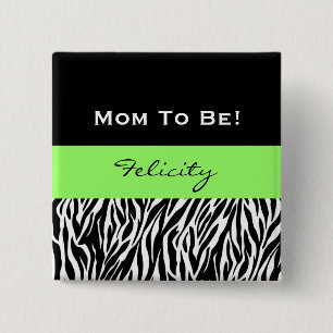 Badge Carré 5 Cm Baby shower pour la copie moderne V3 de zèbre de