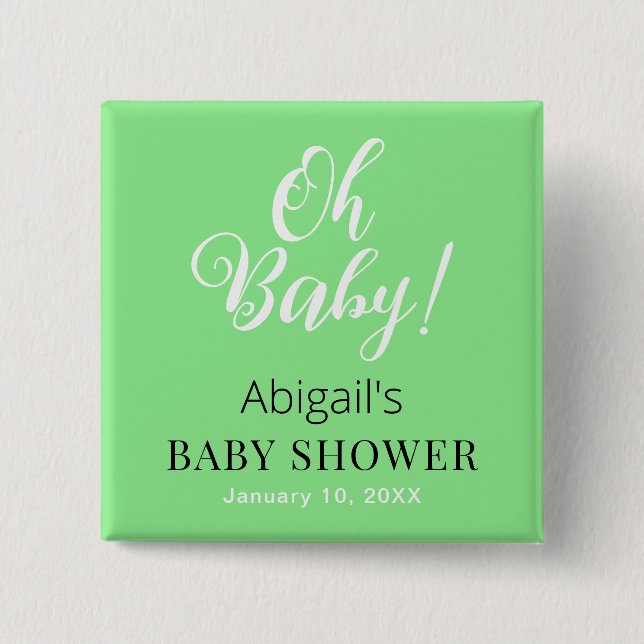 Badge Carré 5 Cm Baby Shower Square Button Personalized Text Design (Devant)