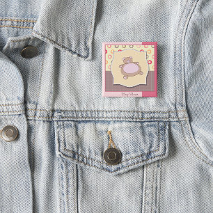 Badge Carré 5 Cm Baby shower Teddy Bear