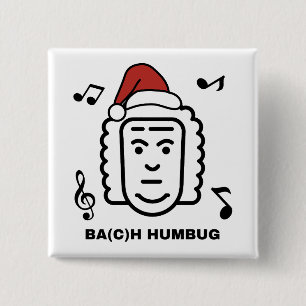Badge Carré 5 Cm BACH Drôle de compositeur de musique classique Noë