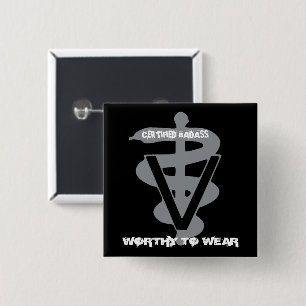 Badge Carré 5 Cm Badass Vétérinaire Certifié - À Porter