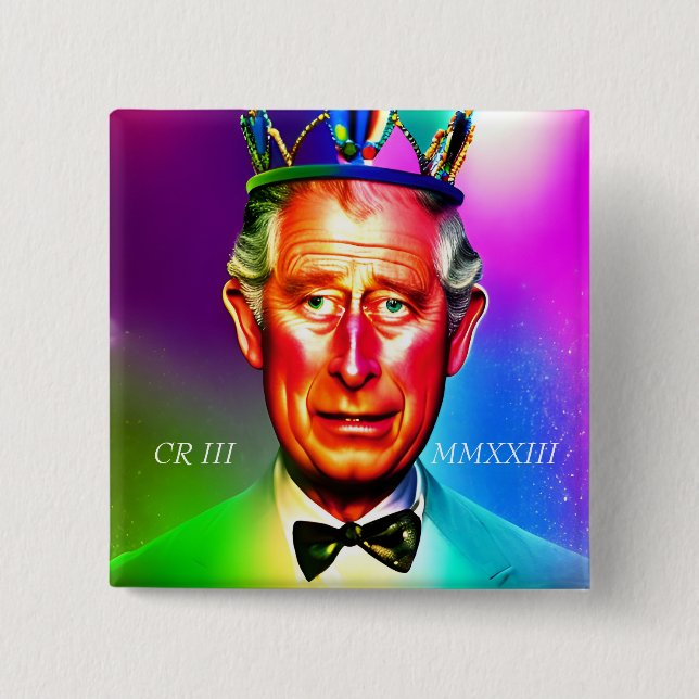 Badge Carré 5 Cm Badge Carré King Charles III 15 Cm (Devant)