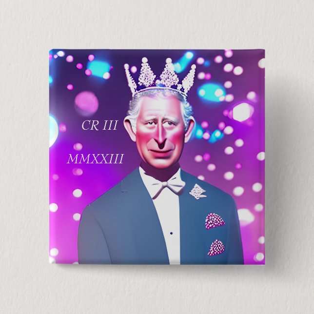 Badge Carré 5 Cm Badge Carré King Charles III 15 Cm (Devant)