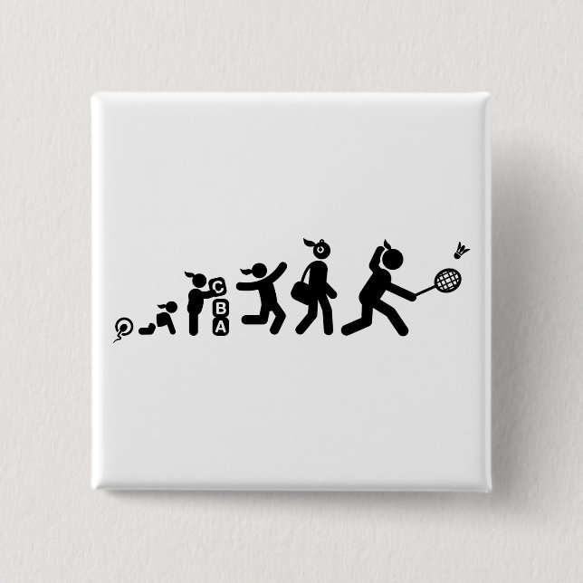 Badge Carré 5 Cm Badminton (Devant)