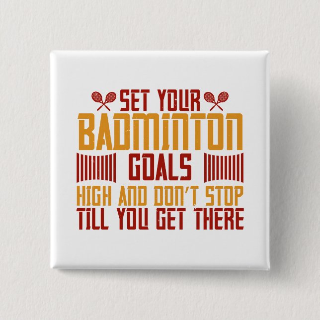 Badge Carré 5 Cm Badminton - Fixez vos objectifs Badminton haut (Devant)