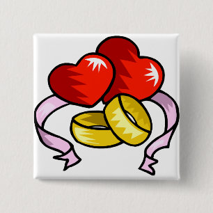 Badge Carré 5 Cm Bagues mariages sous le coeur