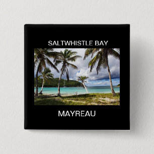 Badge Carré 5 Cm Baie de Saltwhistle, Mayreau, île des Caraïbes