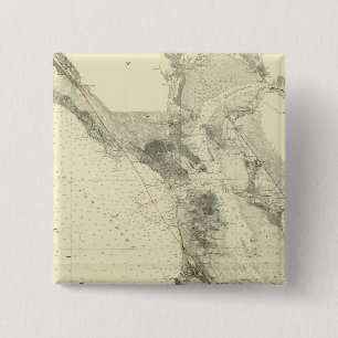 Badge Carré 5 Cm Baie de San Francisco montrant le Rift San Andreas