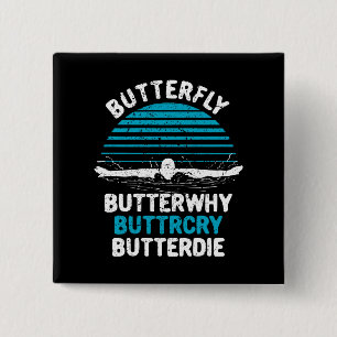 Badge Carré 5 Cm Baignade - Papillon papillon