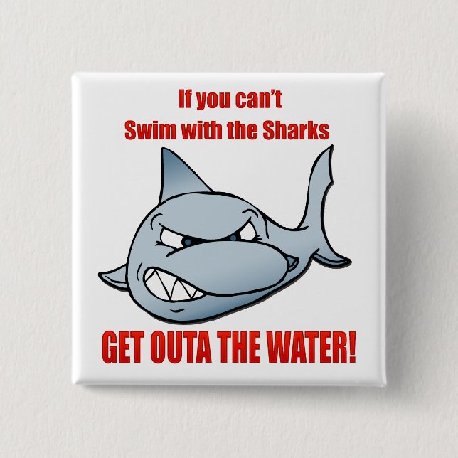 Badge Carré 5 Cm Bain avec les requins (Devant)