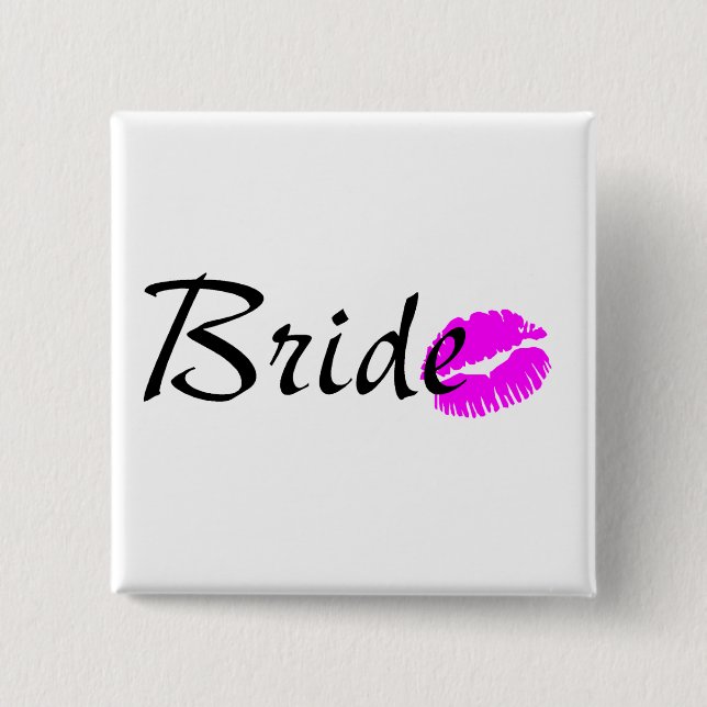 Badge Carré 5 Cm Baiser de jeune mariée (Devant)