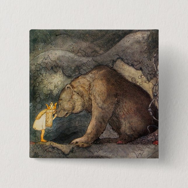 Badge Carré 5 Cm Baiser d'ours (Devant)