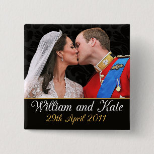 Badge Carré 5 Cm Baiser royal de mariage de William et de Kate