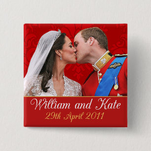 Badge Carré 5 Cm Baiser royal de mariage de William et de Kate