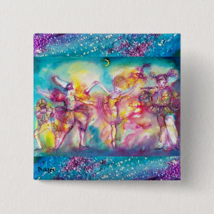 Badge Carré 5 Cm BAL MASQUÉ,Masques de Mardi Gras,Danse,Musique