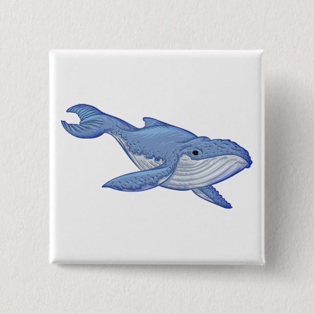 Badge Carré 5 Cm Baleine bleue espiègle (Devant)