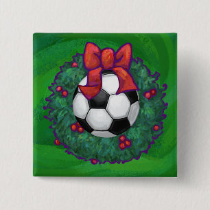 Badge Carré 5 Cm Balle de football Noël