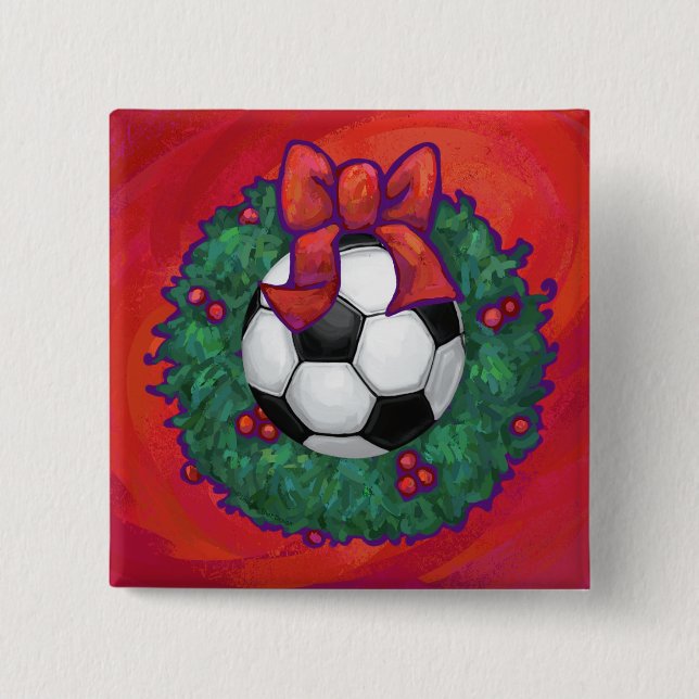 Badge Carré 5 Cm Balle de football Noël (Devant)