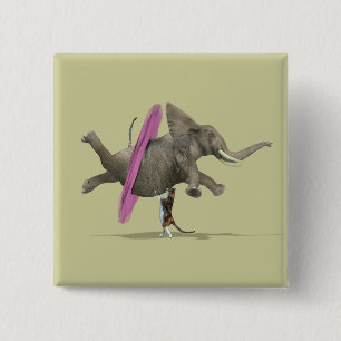 Badge Carré 5 Cm Ballet Dancing Elephant