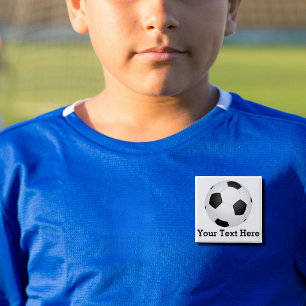 Badge Carré 5 Cm ballon de football - ajouter le nom