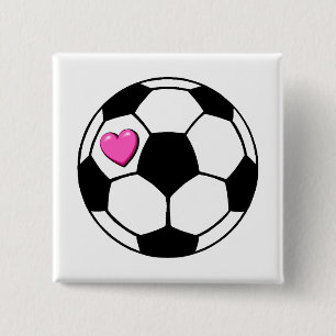Badge Carré 5 Cm Ballon de football (Pnk Hrt)